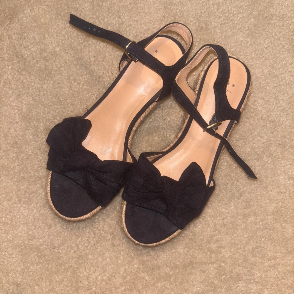 A New Day Navy Blue Espadrille Wedge Sandals with Bow – Size 6